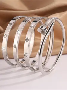 Vintage stainless steel exquisite stackable bracelet set for young men ladies to wear at a party or as a gift for friends fashion accessories gifts vintage jewelry