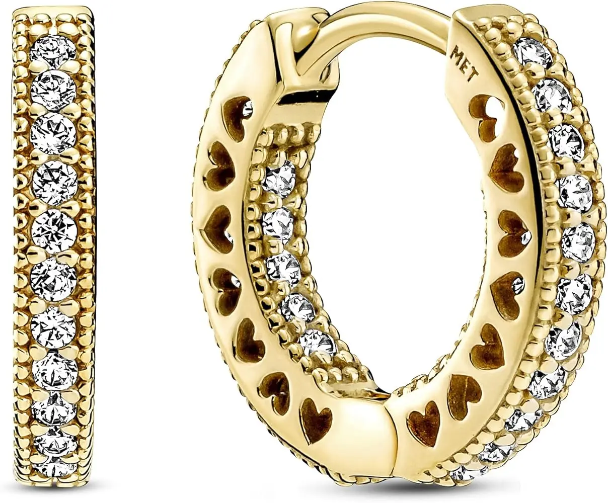 Pandora Pave Heart Hoop Earrings 266317C01