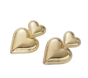 DD Heart Drop Earrings Casual Elegant Male Female Retro Metal Coating