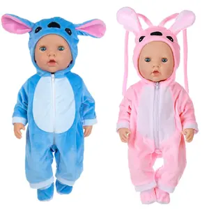 2 Piece Colorful Onesies for 16 Inch Dolls, Perfect Birthday & Christmas Gift for Kids Aged 3+, Unisex Clothing Accessories, Doll Clothes Set