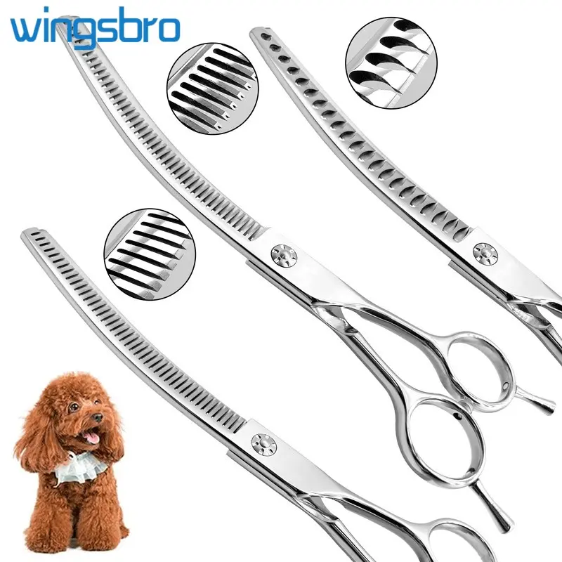 wingsbro Dog Grooming Curved Scissors , Curved Shark Scissors for Pet , Dog  Curved Thinning Scissors for Trimming Face and Paws, Grooming Tools, Grooming Supplies, Grooming Products