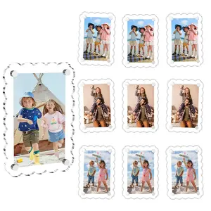 Artistic Minimalist Christmas Holiday Photo Frame, Transparent Acrylic, 2.36"x3.54", Multi-Purpose Display, Home Decor, Polished Finish, Picture Frame