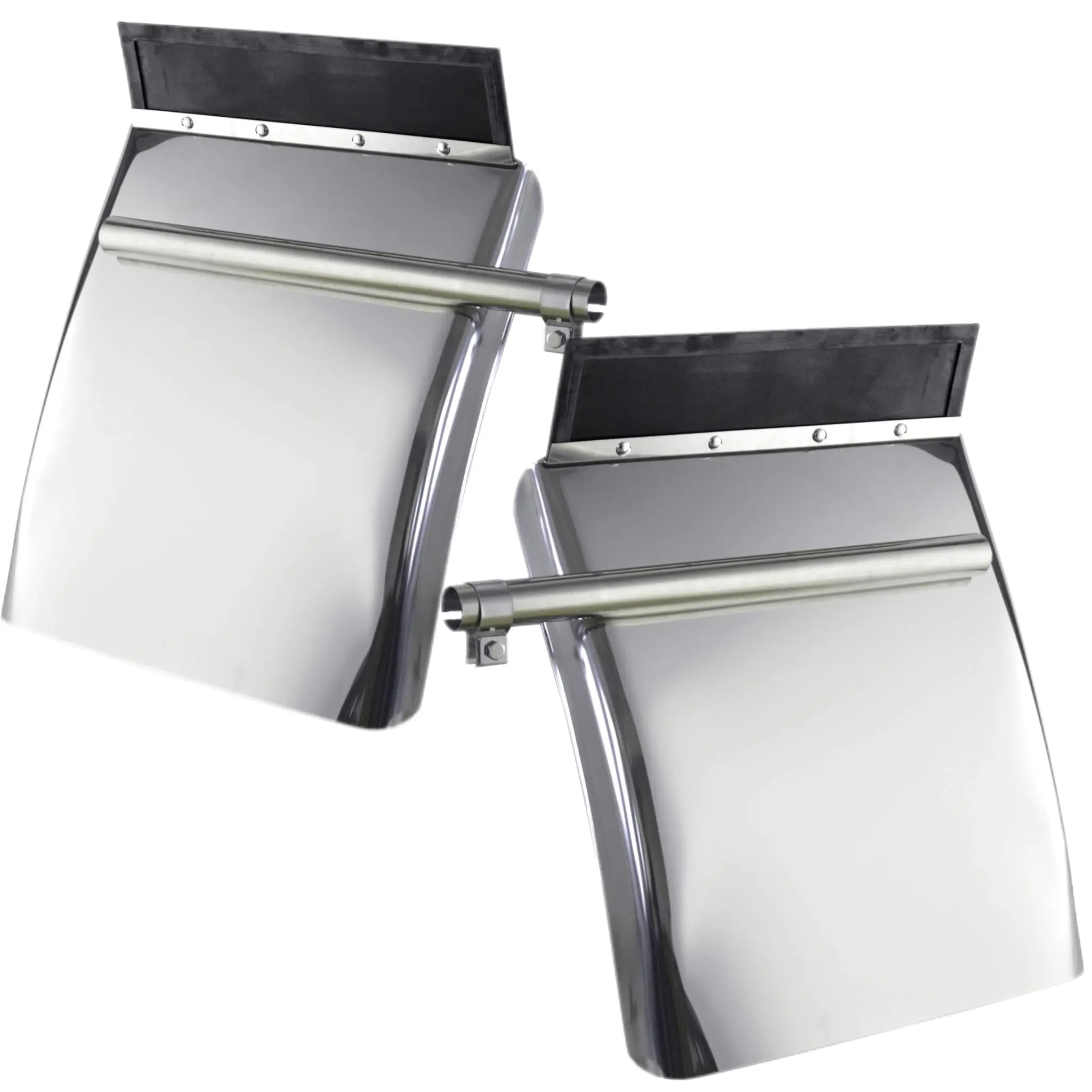 Stainless Steel Quarter Fenders Kit for Semi Trucks & Trailers, 24"x29" Vehicle Mud Flaps & Splash Guards with Mounting Hardware, Tube Bracket, Left-Right Protectors, Universal Road Protection Fit for Kenworth, Freightliner, Peterbilt