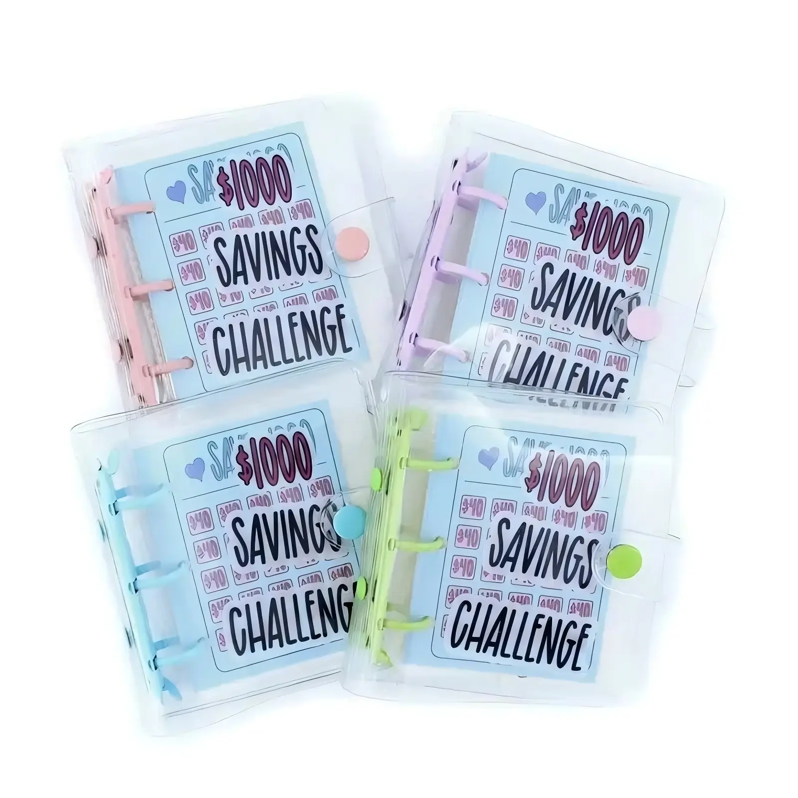 $1000 Mini Money Saving Binder Reusable Cash Envelope System – 2026 Budget Binder, 2026 Upgraded，Transparent PVC Pockets, Portable Budget Binder for Money Saving & Cash Stuffing, Perfect Finance Planner & Gift Flexible Durable