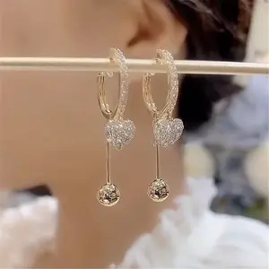 New Arrival Exquisite Light Luxury Zircon Heart Earrings for Women - Chic, Stylish, Face-Slimming Clip-On Earrings DZEH2600