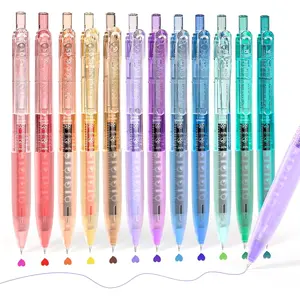 12Pack 0.5mm Quick Dry Retractable Gel Pen Set, Cute Transparent Fine Point Multicolor Note Taking Aesthetic lnk Pens, Comfort Grip 12 Ink Colors Drawing Writing School Office Home