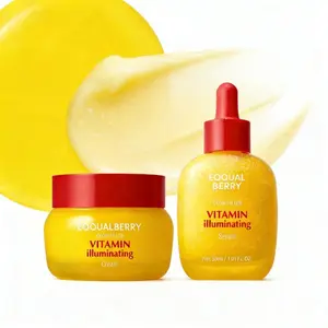 EQQUALBERRY 2pcsVitamin Illuminating Serum – Brightening Vitamin C Serum with Niacinamide | Strengthens skin barrier | Hydrates using Ceramide and Hyaluronic Acid, 1.01oz / 30ml