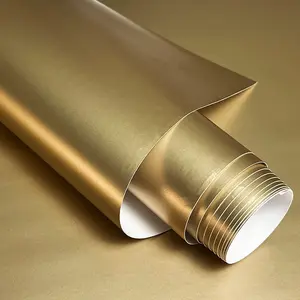 Premium Matte Satin Metallic Champagne Gold Vinyl Wrap Film, Car Sticker Decal with Air Release, Self Adhesive, Durable & Easy Application