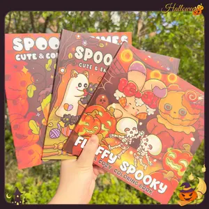 Halloween Themed Cute Coloring Book Set, 3 Pieces with Rich Patterns, Enjoy Drawing Process, Stress Relief Art, Perfect Gift for Holidays
