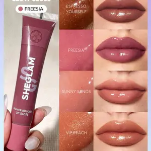 SHEGLAM Power Bouquet Lip Gloss - Shiny Tinted Moisturizing Lip Oil with Cherry Blossom Extract for Plump and Repairing Lips - Glossy, Makeup