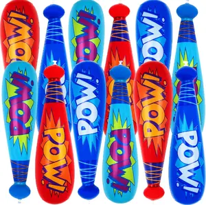 POW Inflatable Baseball Bats for Kids - Pack of 4 - Approx. Approximately 18" Durable Inflates in Assorted Colors, Superhero Birthday Party Favors, Decorations, & Supplies, Carnival Party Prizes