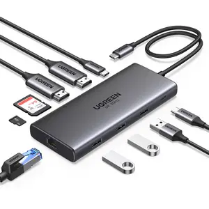 UGREEN Docking Station 10 in 1 Revodok Pro 210 USB C Dock Dual HDMI 4K@60Hz Single 8K@30Hz 100W PD 5Gbps USB C and USB A Data Ports Gigabit Ethernet, SD/TF Card Reader USB Hub Compatible for HP, Dell summerwins
