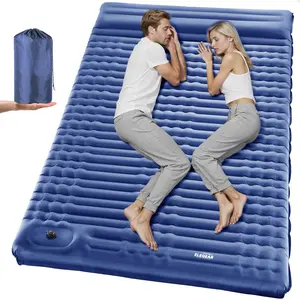 Double Sleeping Pad - 4" Ultra-Thick Self Inflating Camping Mat for 2 Persons with Built-in Pillow and Foot Pump