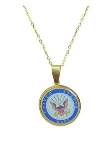 Army, Navy, Air Force, Marine Corps, Coast Guard, Space Force Pendant Necklace in Gold or Silver | Made in the USA | Officially Licensed