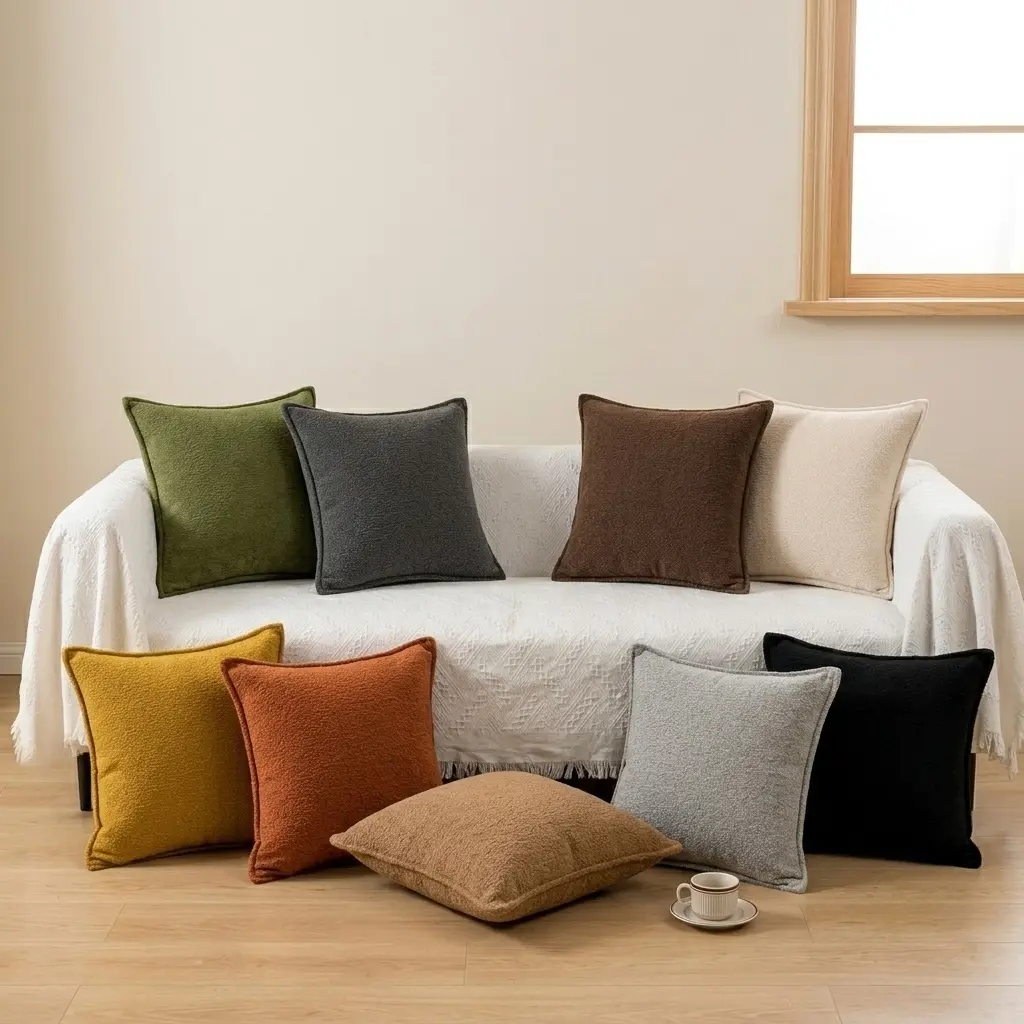 2-Pack Textured Square Throw Pillow Covers (18in x 18in) - Plain, Cozy Modern Boho Cushion Covers for Home Decor, Couch, Bed