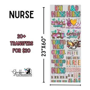 Nurse | Dollar Deals DTF Transfer Gang Sheet For Graphic Tees