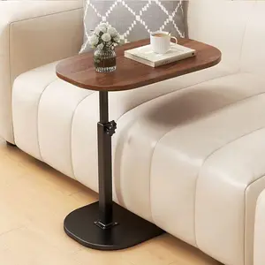 Adjustable Side Table Tray, C-Shaped Oval Coffee Table, Rotatable & Movable End Table, Sofa Table for Living Room & Bedroom, TV Stand, Small Space, Modern Table