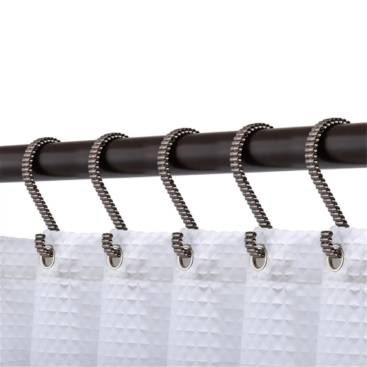212 MAIN Metal Shower Curtain Hooks Set - Rustproof Zinc Alloy, Easy-Install Bathroom Accessory, 12 Oil Rubbed Bronze Rings for Shower Curtain or Liner