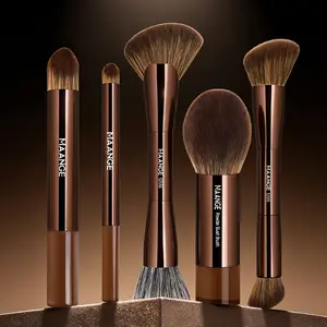Maange 5-Piece Aluminum Tube Makeup Brush Set, Blush Brush, Powder Brush, Foundation Brush, Concealer Brush, Makeup Tools
