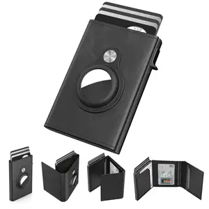 Wallet for AirTag Men's Minimalist Bifold with RFID Blocking Carbon Fiber Slim Smart Card Holder Holds 12 Cards Plus Cash (AirTag Not Included)