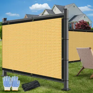 6' x 50' Privacy Screen Fence 180 GSM Heavy Duty 90% Blockage Windscreen Mesh Shade Net Cover for Wall Garden Yard Chain Link Fence Privacy with Gloves & Zip Ties (Beige)