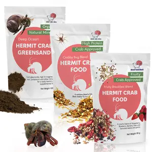 Snout and Shell Hermit Crab Food Bundle – Fruity Breakfast Blend, Crabby Bug Blend & Greensand – Organic, High Protein, Natural Minerals – Complete Nutrition for Healthy Shell Growth & Vitality