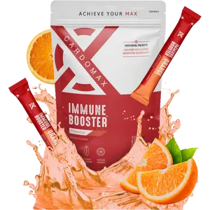 CardoMax Immunity Booster – Orange Liquid Drink Mix – 15 Single-Serve Sticks with Ginseng & Vitamin C – Immune Support for Kids and Adults – Daily Energy, Wellness & Defense Supplement