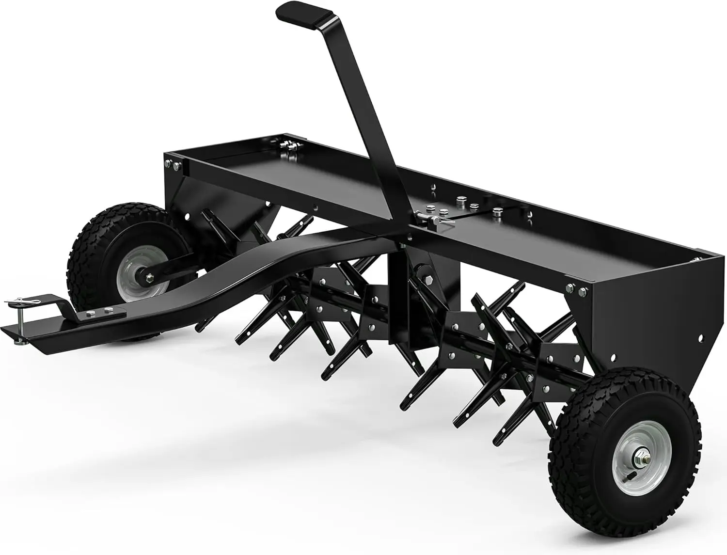 YINTATECH 48" Tow Behind Lawn Aerator with Universal Hitch; Designed to Pull Behind Lawn Plug Spike Aerator for ATV&Tractors,Black