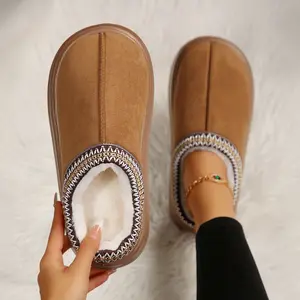 Women's Suede Ankle Slippers Plush Lined With Thick Soles Anti-Skid Ideal For Fall & Winter Indoor Wear