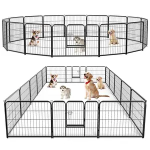Foldable Metal Dog Playpen with Lockable Door, Portable Pet Fence Puppy Exercise Play Yard, Indoor Outdoor Enclosure for RV Camping, Backyard, Home, Small Medium Large Dogs & Small Animals