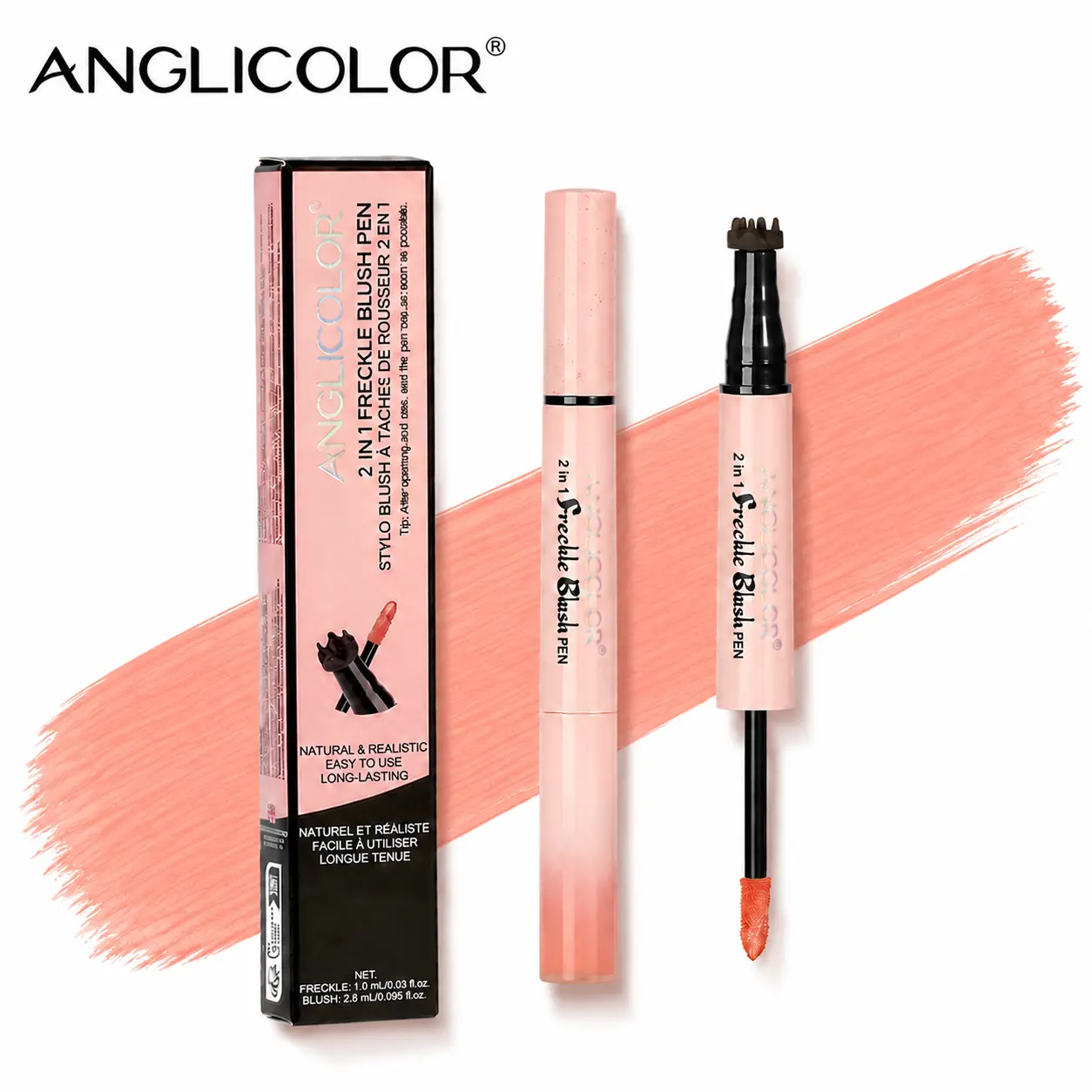 Women's 2-in-1 Freckle-Blush Pen - Alcohol-Free, Lightweight, Easy-Apply, Soft-Blend Faux Freckles Stick & Liquid Blush, Waterproof Long-Lasting Face Tint, Sun-Kissed Face Makeup Creator