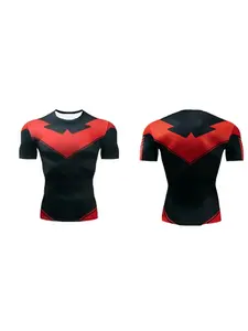 Nightwing 2025 New Men's Red Activewear T-shirt 3D Printed for Daily Sports, Outdoor Fitness, Fast Drying, Breathing, Leisure Short Sleeves