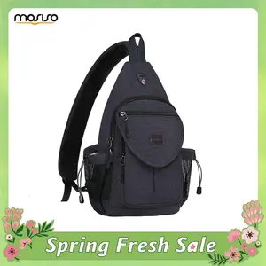 MOSISO Men & Women Canvas Sling Bag Crossbody Chest Backpack | Wear as Shoulder Bag, Fanny Pack, Waist Bag, Sling Pack | Fits 6-11 Inch Tablets | With Anti-theft Pocket, Water Bottle Holder | Travel, Hiking, Cycling, Camping, Commuting, City Outdoors