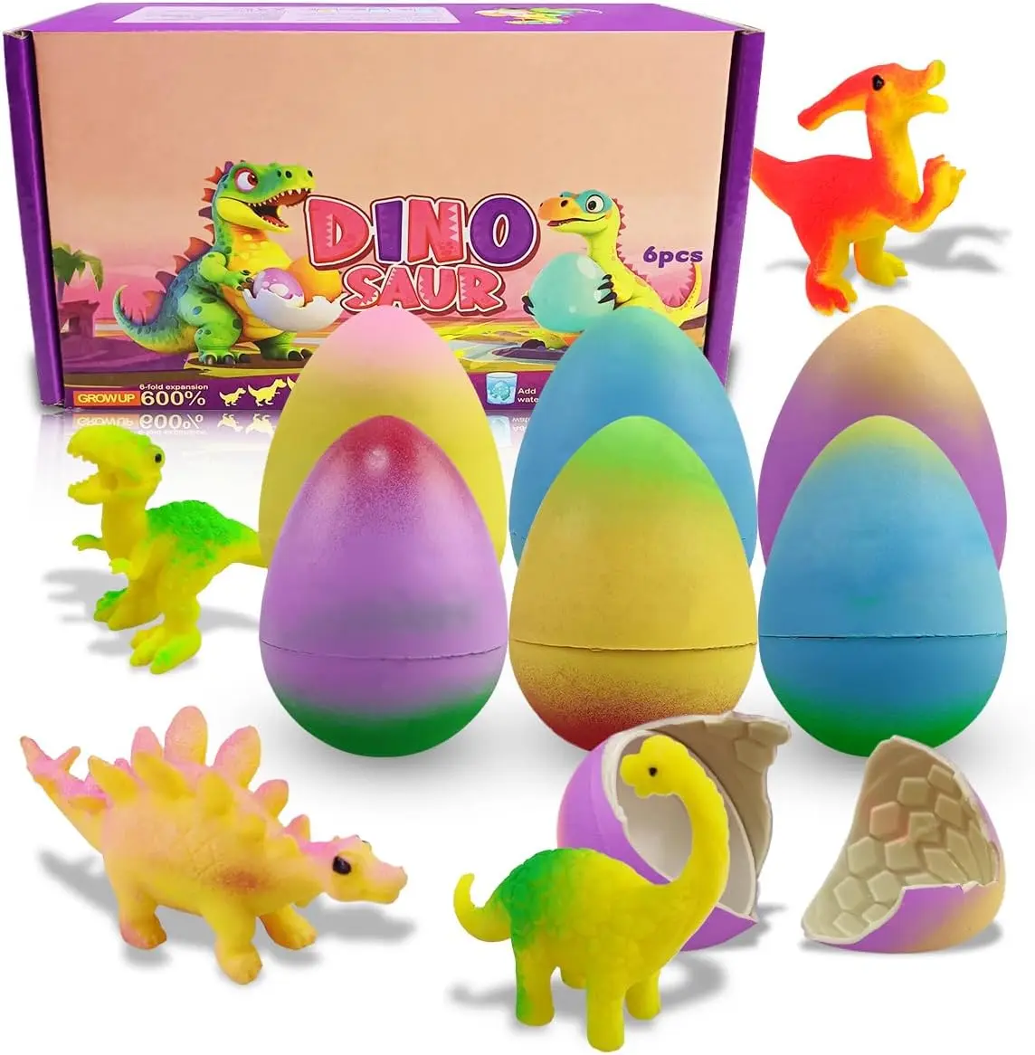 Dinosaur Hatching Eggs 6-Pack - Easter Toys for Kids Boys & Girls - Perfect for Easter Baskets Birthday Party Favors & Gifts