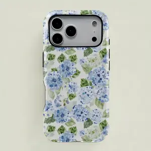 Blue Hydrangea Girly Aesthetic Summer Spring Flowers Fashion Cute 2 in 1 Phone Case with Durable, Shock Absorbing and Stylish Design. Compatible with Iphone 11, 12, 13, 14, 15 16 17 Pro Max and Pro Plus Series A creatively designed new phone case, perfec