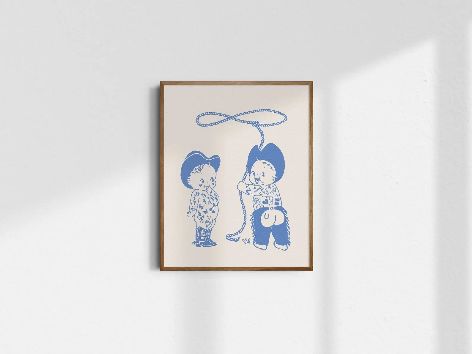 [UNFRAMED POSTER] Kewpie Cowgirl, Kewpie Cowboy, Giclée Fine Art Print, Western Wall Art, Vintage Cowgirl Art, Cowboy Print, Vintage Nursery Decor, UN