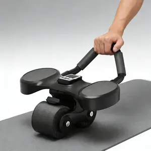 New Automatic Rebound Ab Roller Wheel with Timer & Knee Mat - Elbow Support Core Strengthening Equipment for Women Men