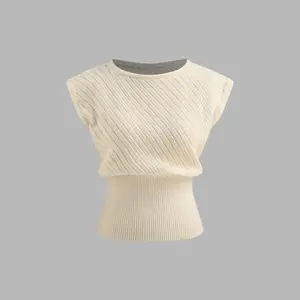 Women's Knitted Round Neck Solid Vest - 2 Colors, Size 2-10 SwimWeek