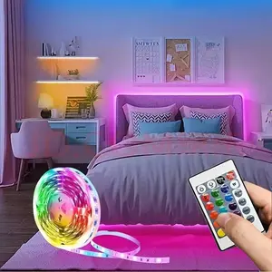 RGB LED Strip Lights Smart APP Control Dimmable Color Matching Bluetooth-compatible Sound Activated Bedroom Decoration, 100ft/50ft Energy Efficient F Rating