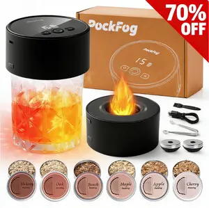 Pockfog Electric Whiskey Cocktail Smoker Kit Lighting Holder, Built-in Lighter, Rechargeable with 6 Wood Chips, Fashioned Drink Smoker Kit – Bourbon Whiskey Gifts for Men Dad Husband