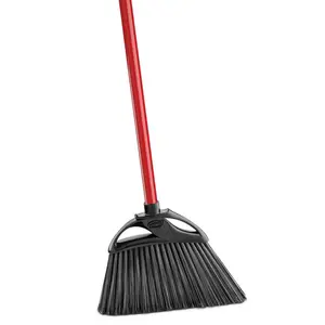 11 in. Indoor/Outdoor Angle Broom with Steel Handle for Pets, Home Cleaning Product, Household Cleaning Tool, Broom with Dustpan