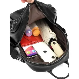 Women's Soft Leather Backpack, Casual Lightweight Backpack, Casual Fashion Multi-Functional Travel Bag, Stylish Student Bookbag, Versatile Daily Use