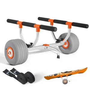 VEVOR Kayak Cart,  158.8 kg Load Capacity, Kayak Trolley with 30.5 cm Inflatable PU Tires & 2 Straps, Assembles & Disassembles Within Seconds, Paddle Board Trolley for Carrying Kayaks and Canoes