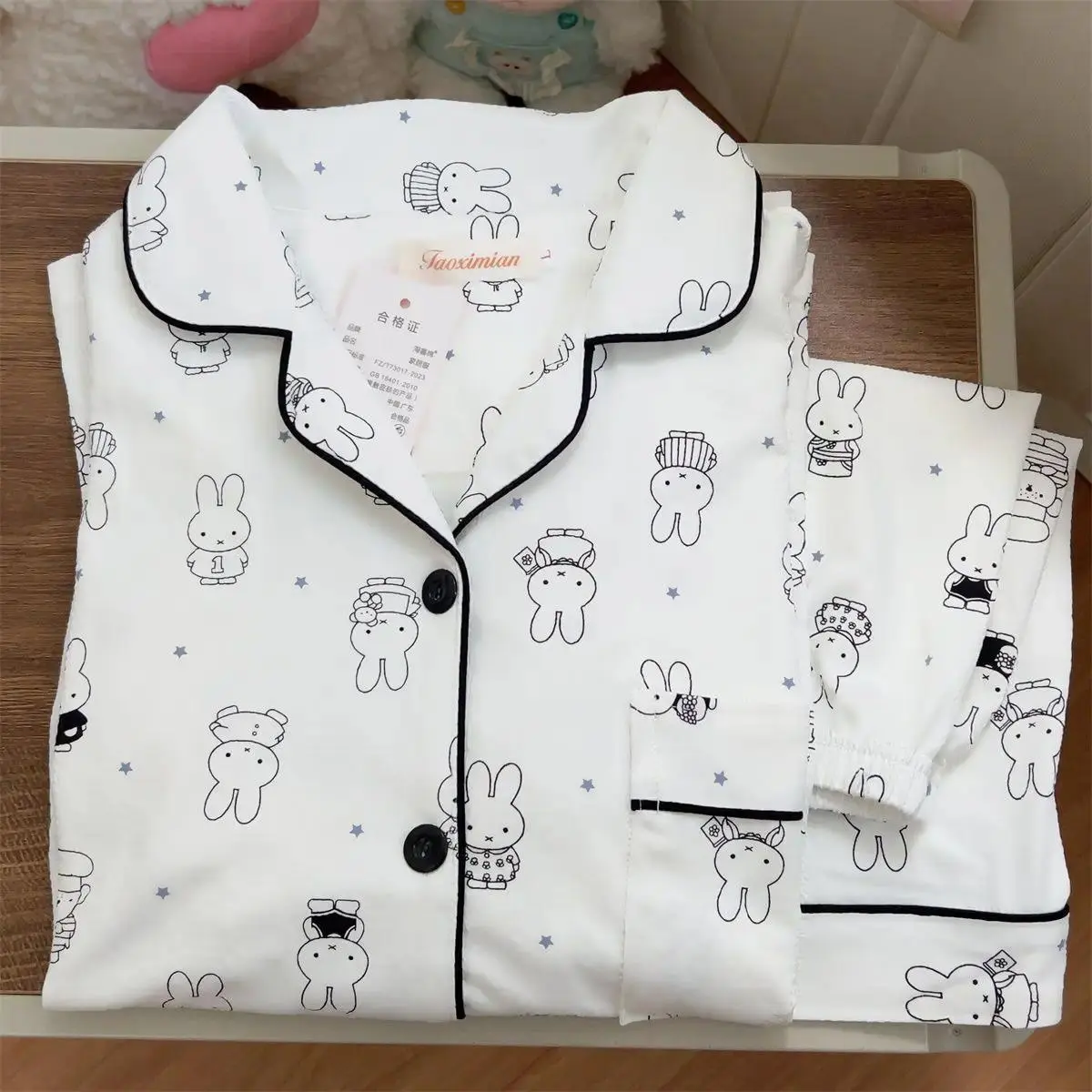 New Cartoon Cute Miffy Rabbit Women Pajamas Two-piece Set Summer Short Sleeve Shorts Student Kawaii Soft Breathable Homewear Set