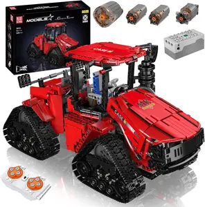 Mould King 1698-Piece 4x4 Tracked Tractor Building Set with Remote Control & Motor for Kids Ages 8+ - Red Model 16922