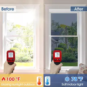 One Way Privacy Window Film, Heat Control Window Tint for Home, Sun Blocking Reflective Window Film See Out Not in, Anti UV Static Cling for Windows Office Door (Black, 17.5 x 78.7 inches)