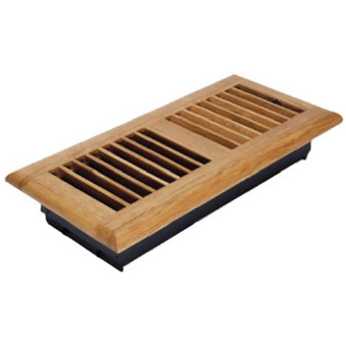 212 MAIN Oak Louvered Floor Register - 4 x 10 in., Adjustable Damper, Oak Finish, Contemporary Fin Design, 12 X 5.38 X 1.77 In