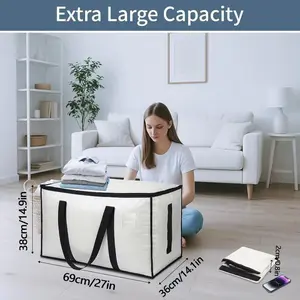 Set of 6 large-capacity, transparent, thick plastic foldable storage bags with zippered lids. These sturdy, durable, high-capacity organizers are ideal for home use, camping, travel, attics, dorm rooms, and moving. Thickened and waterproof.