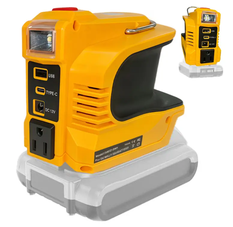 200W Portable Power Inverter Compatible with DeWalt 20V Battery - Off Grid Inverter, 110V AC Outlet Converter with Type-C, DC 12V, 5V/2.4A USB Ports, Plug-and-Play Compact Adapters for Camping, Emergency (Battery Not Included)001 awg wire