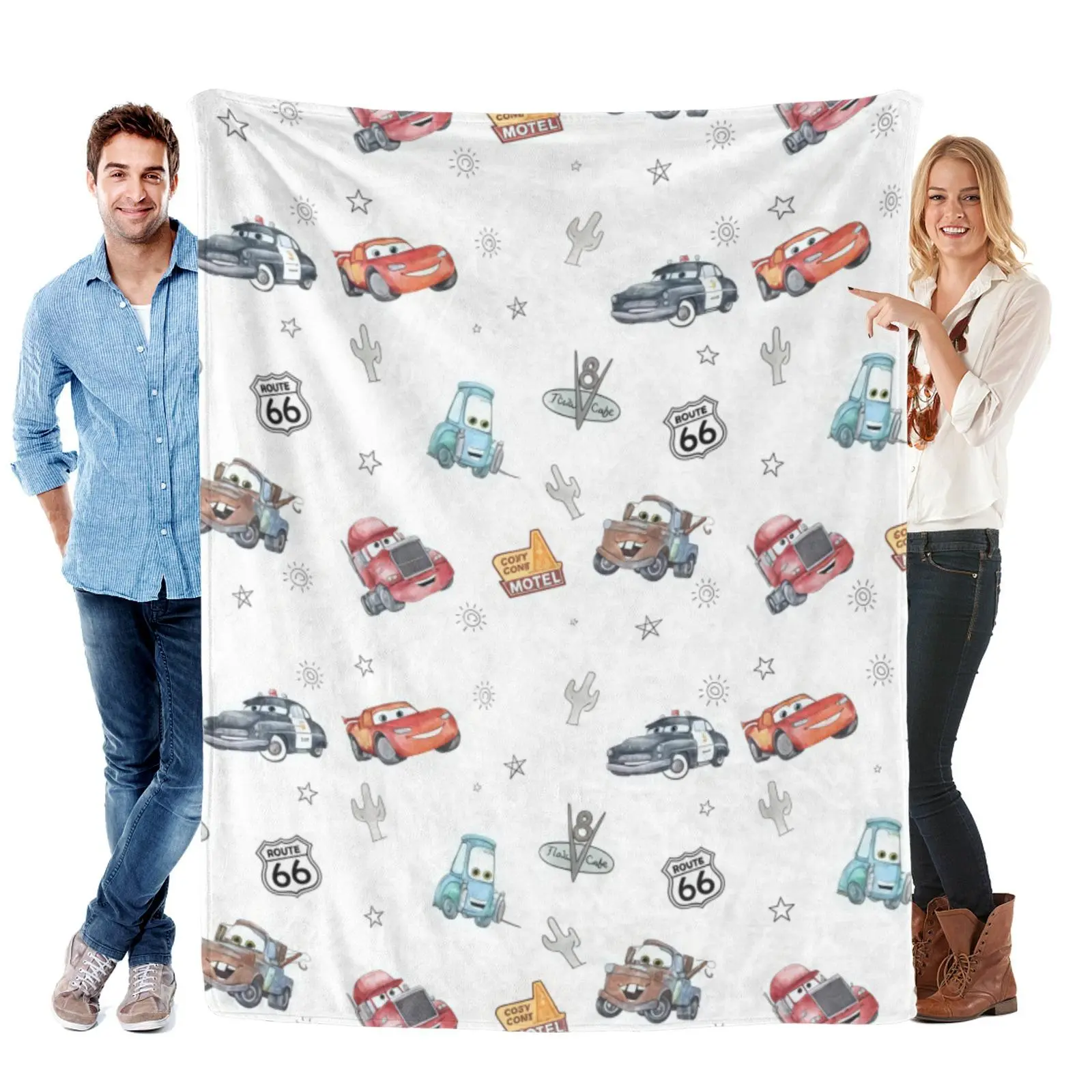Disney Desert Road Sign Cartoon Cars Blanket, Soft Fleece Throw Blanket, Portable Nap Wrap, Gifts For Young Collectors Seeking Disney Blanket